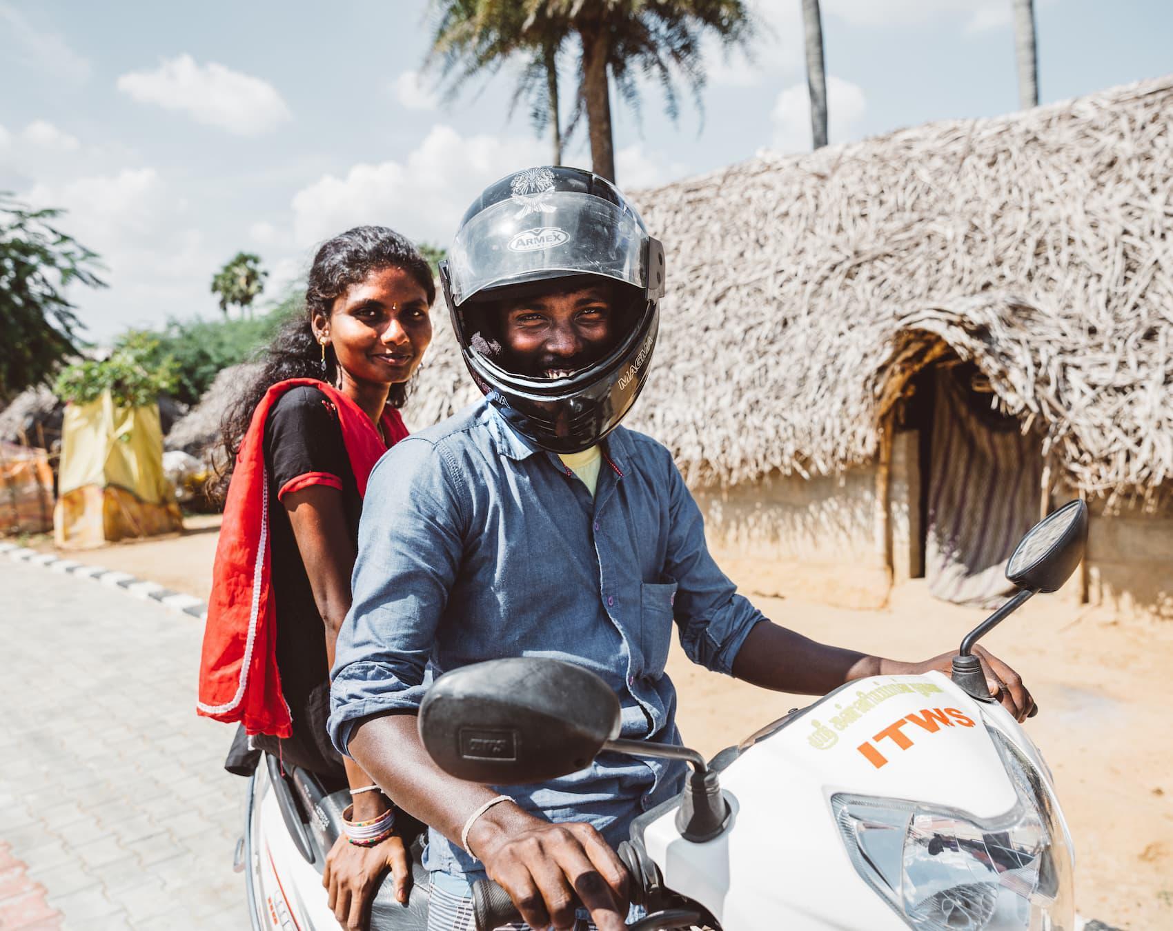 Arul and Pachayamma on his bike
